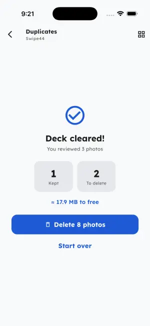Swipe44 — Space freed